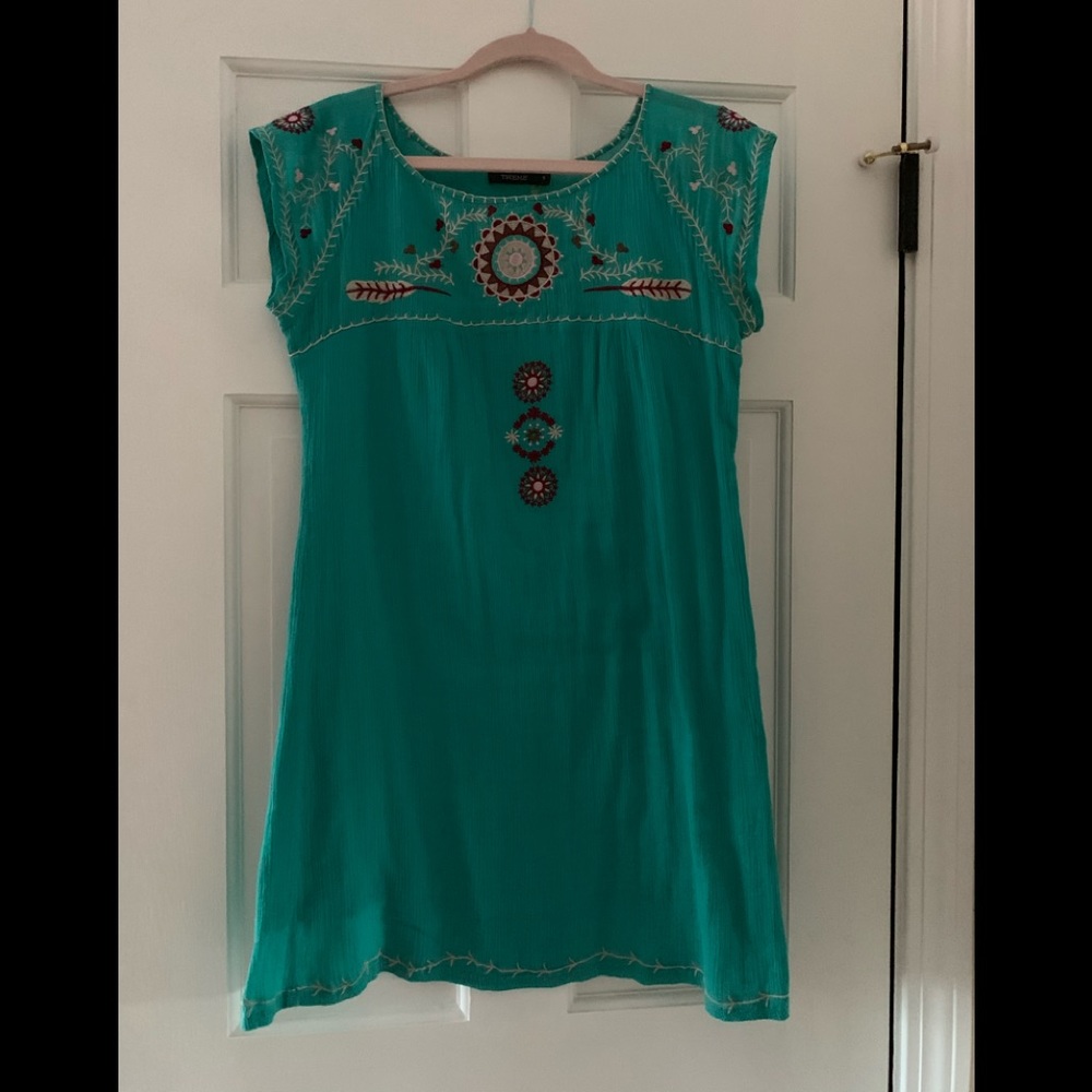 Boho Tribal Turquoise Gauze Dress